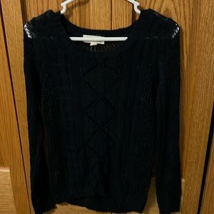 Pink Rose Navy Blue Sweater